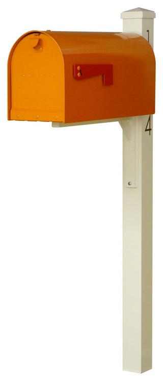 Mid Modern Rigby Curbside Mailbox and Post, Orange