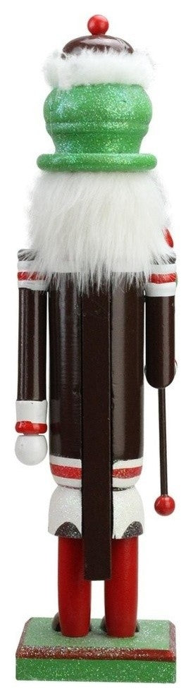 14" Brown, Red and White TootsieRoll Wooden Nutcracker Figure