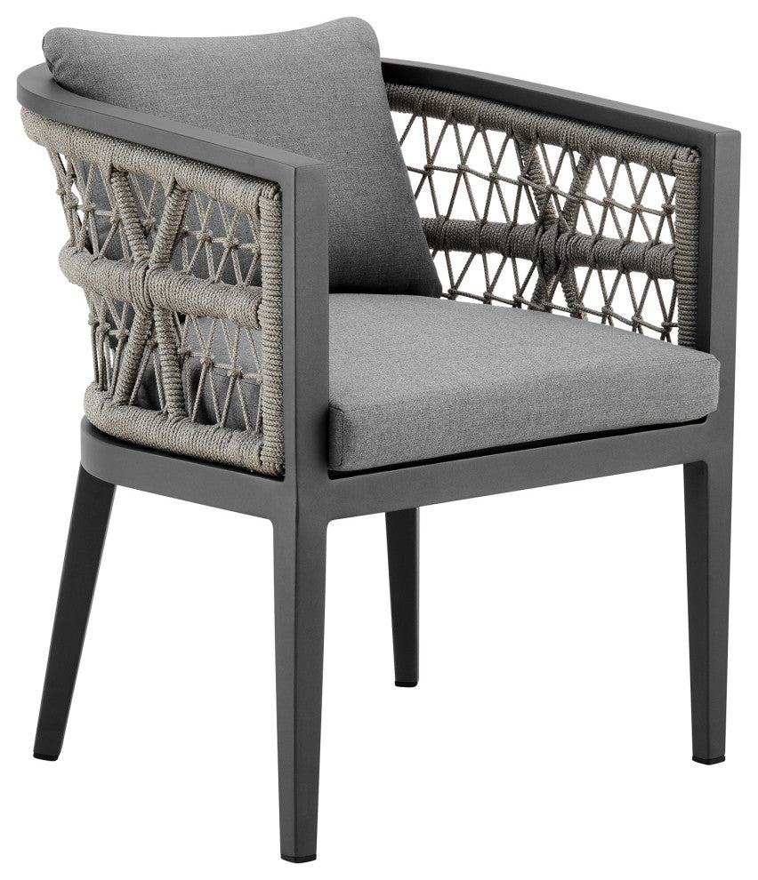 Zella Outdoor Patio 7-Piece Dining Set, Aluminum Light Gray Rope/Cushions