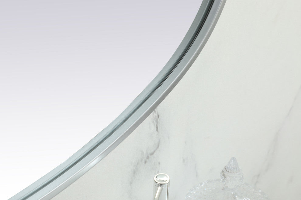 Home Living Metal Frame Oval Mirror 24x48 Inch, Silver