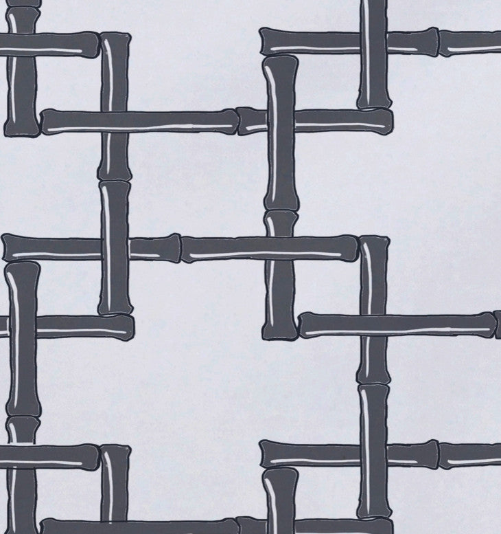 18"x14" Bamboo 2, Geometric Print Placemat, Gray, Set of 4