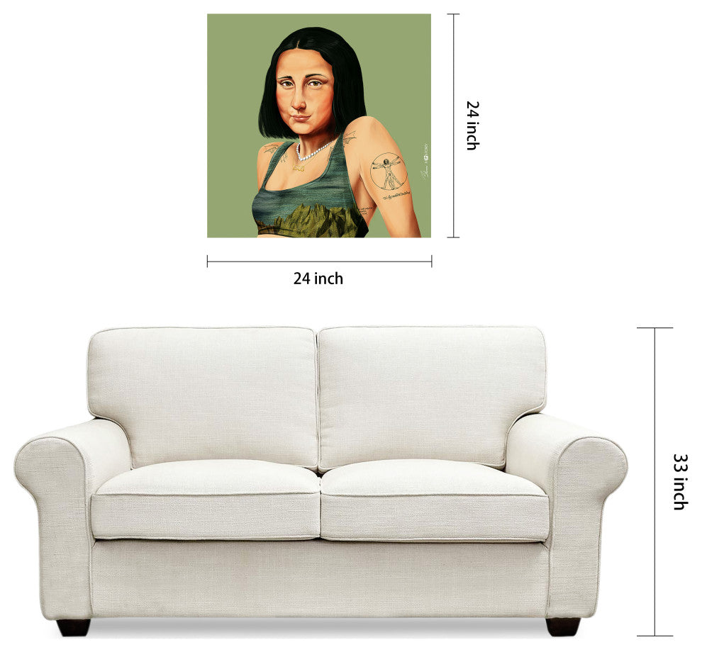 "Hip Mona Lisa" Frameless Reverse Printed Tempered Art Glass Wall Art