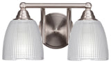 Paramount 2-Light Bath Bar, Brushed Nickel, 5" Clear Ribbed Glass