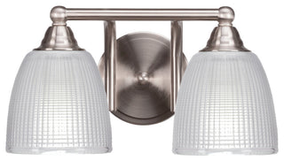Paramount 2-Light Bath Bar, Brushed Nickel, 5" Clear Ribbed Glass
