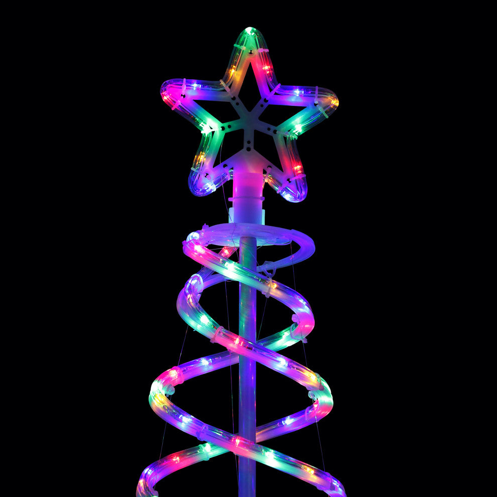 Spiral Multi-Function Over 7 Feet Tall Christmas Tree with Multicolor LED Lights