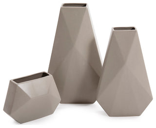 Geo Matte Stone Ceramic Vase, Medium