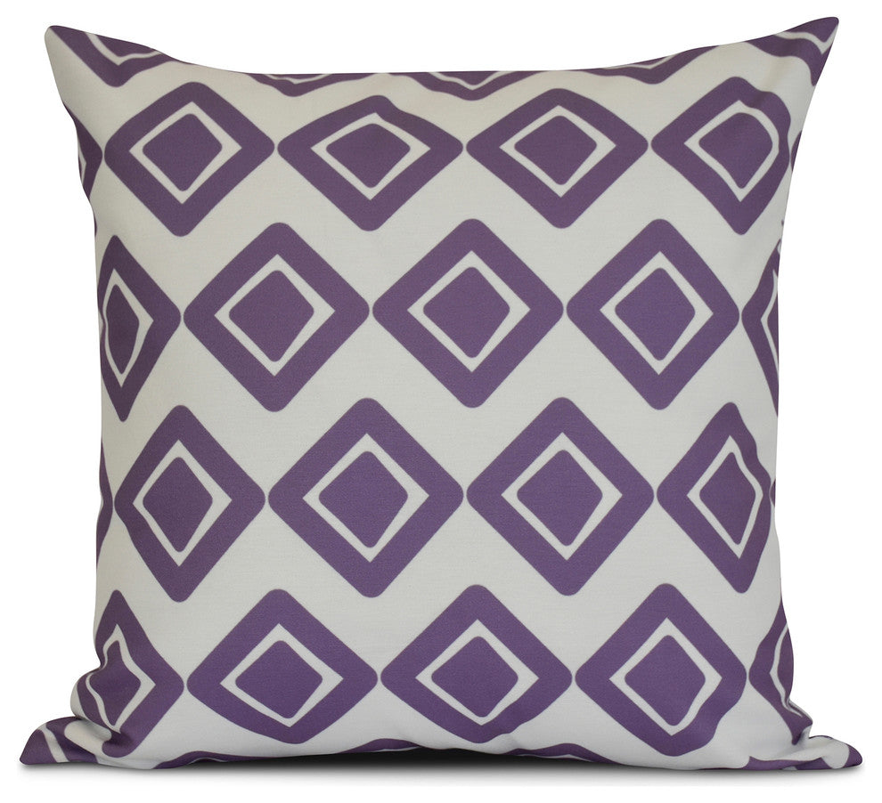 18x18", Geometric Diamond Jive 1 Outdoor Pillow, Purple