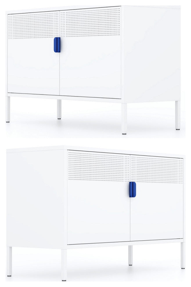 Free Standing Ventilated Metal Sideboard Steel Cabinets White