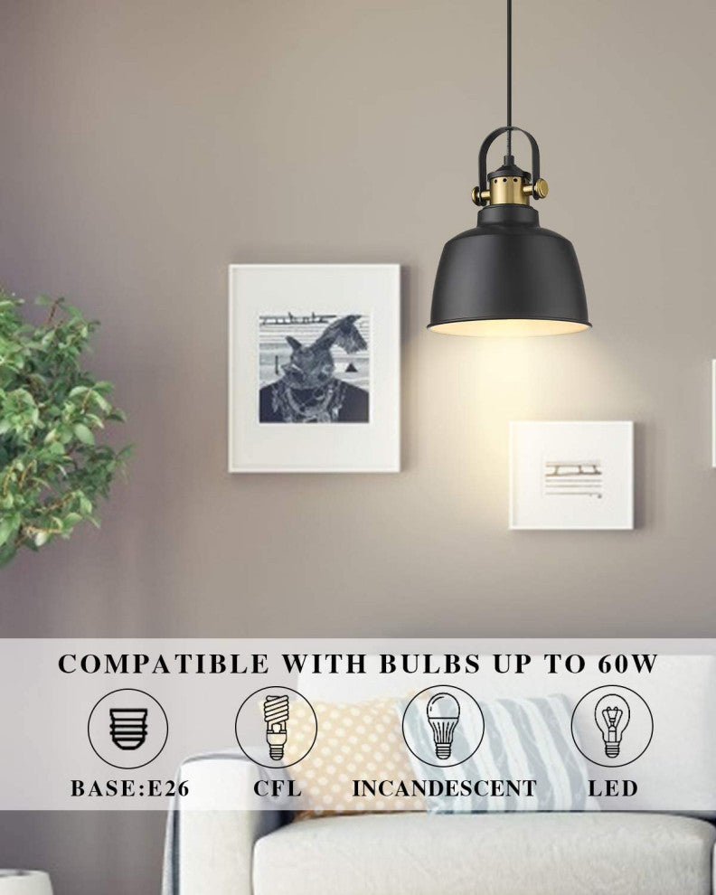 Farmhouse Black Chandelier Industrial Hanging Light Fixture for Kitchen Island