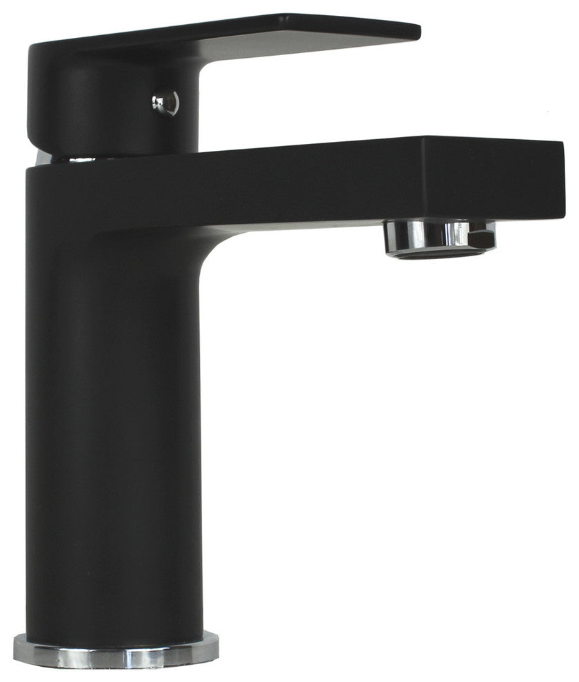 Anna Style Solid Brass Single Hole Lever Bathroom Vanity Faucet, Matte Black