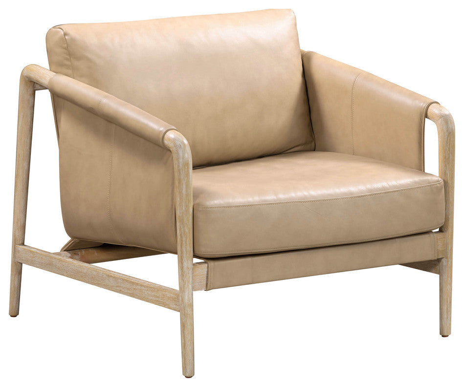 Tan Genuine Leather Accent Chair