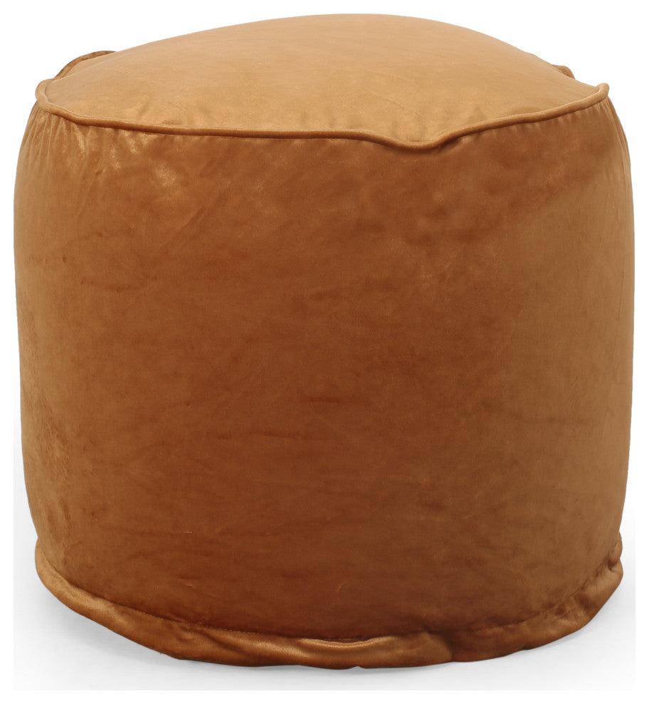 Bleckley Gwinnett Modern Velveteen Cylinder Pouf, Apricot