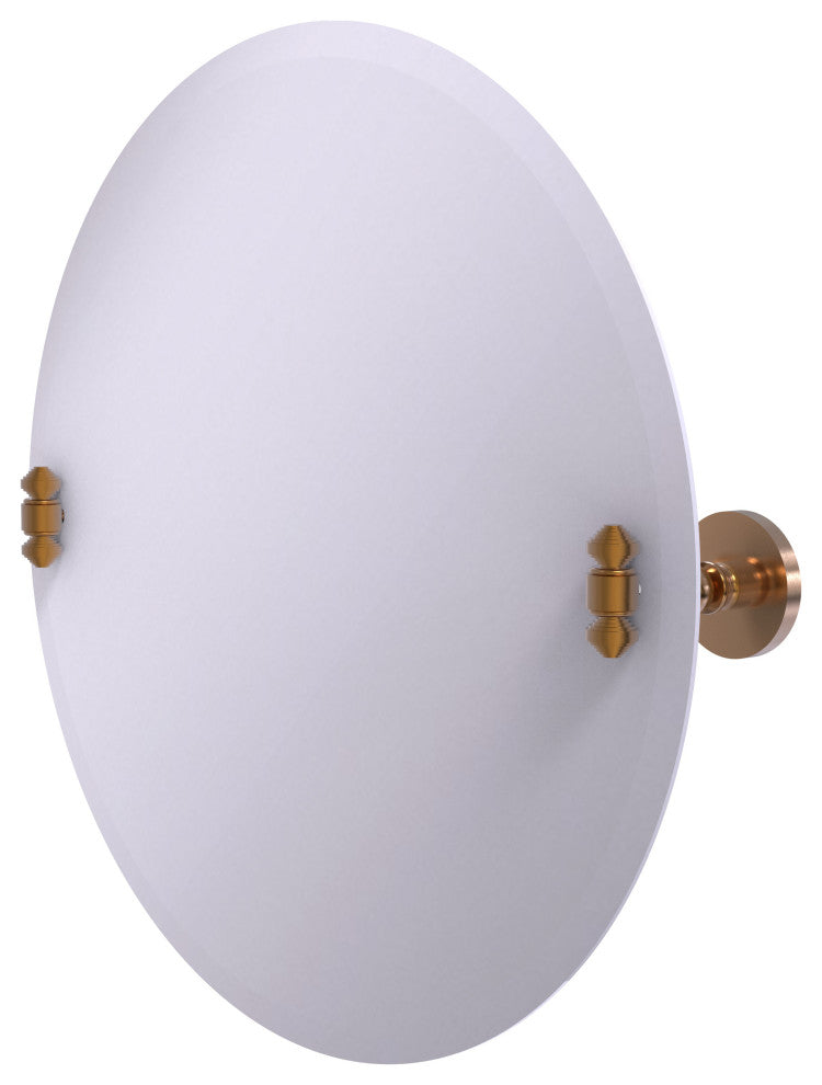 Frameless Round Beveled Edge Tilt Mirror, Brushed Bronze