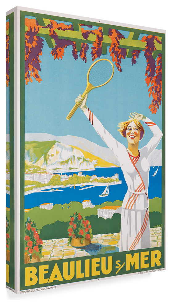 "Beaulieu-sur-Mer Advertisement 1925 " by French School, Canvas Art