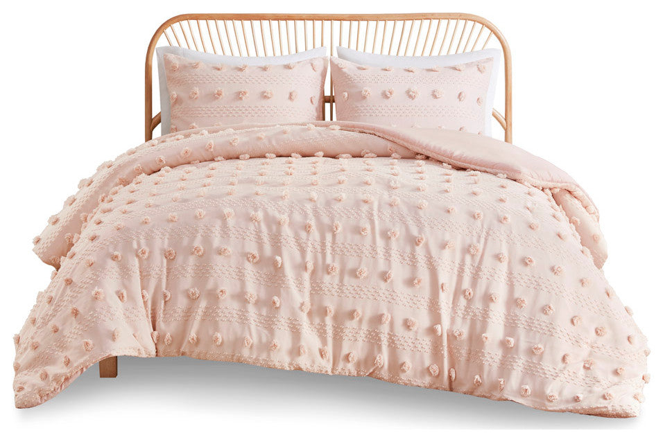 Intelligent Design Lucy Clip Jacquard Duvet Cover Set, Pink