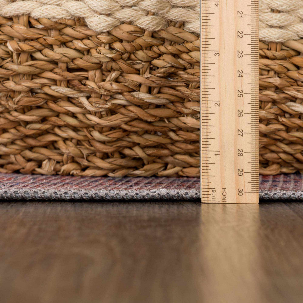 Hauteloom Burnt Orange Taber Medallion Washable Area Rug, Blue, Burnt Orange, Pale Blue/Taber, 7'10"x10'2"