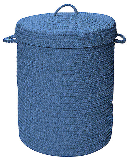 Colonial Mills Hamper Simply Home Solid Blue Ice Round Hamper With Lid