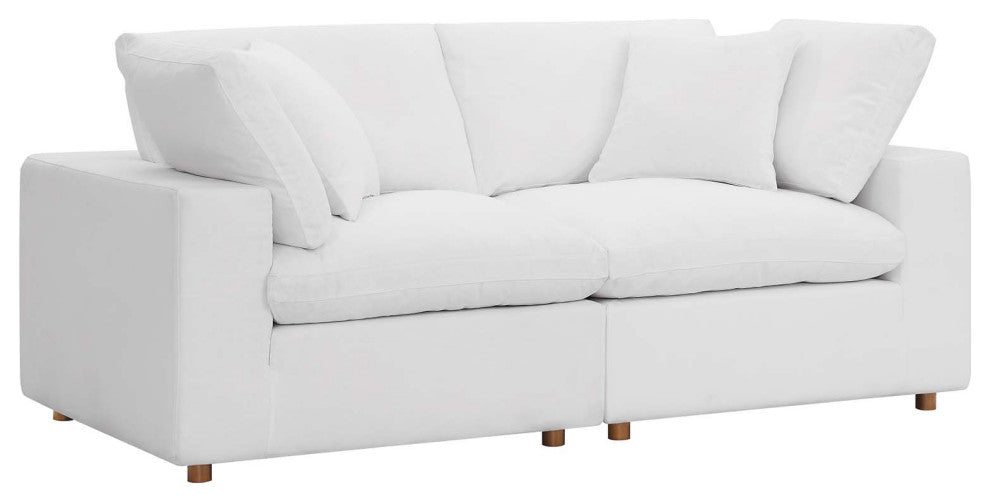 Commix Down Filled Overstuffed 2-Piece Sectional Sofa Set, Pure White