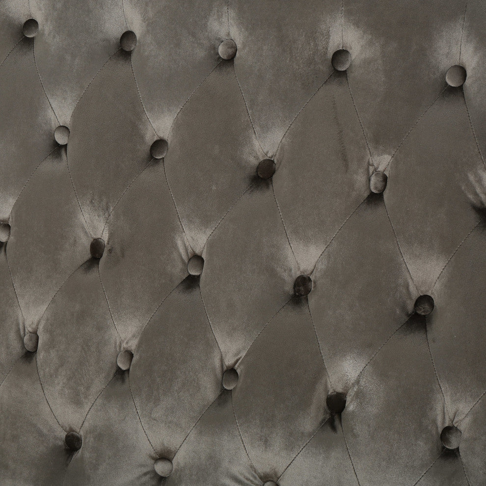 GDF Studio Leona Traditional High Back Tufted Winged Fabric Loveseat, Gray