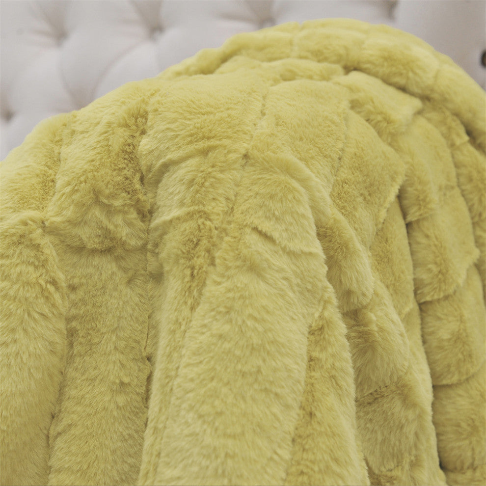 Super Mink Faux Fur Throw Blanket, Jojoba Yellow, 50"x60"