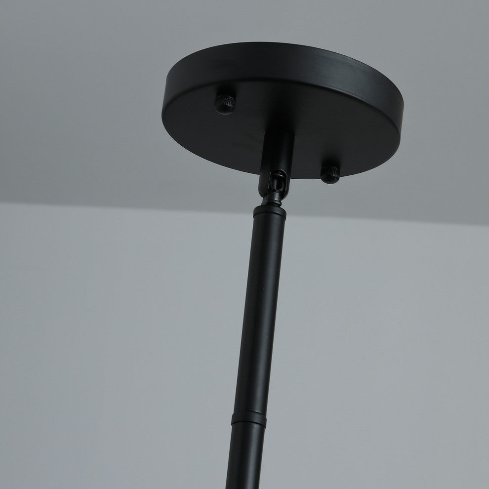 3-Light Kitchen Island Light Black Wrought Iron Linear Chandelier, Black
