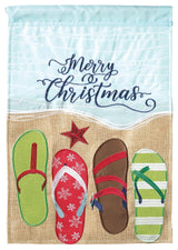 Flag  Double Applique  Merry  Christmas Sandles Burlap  Garden
