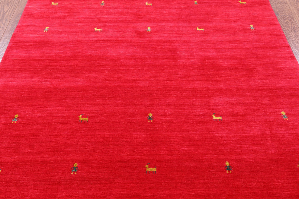 6' Square Persian Gabbeh Hand Knotted Wool Rug - Q15264