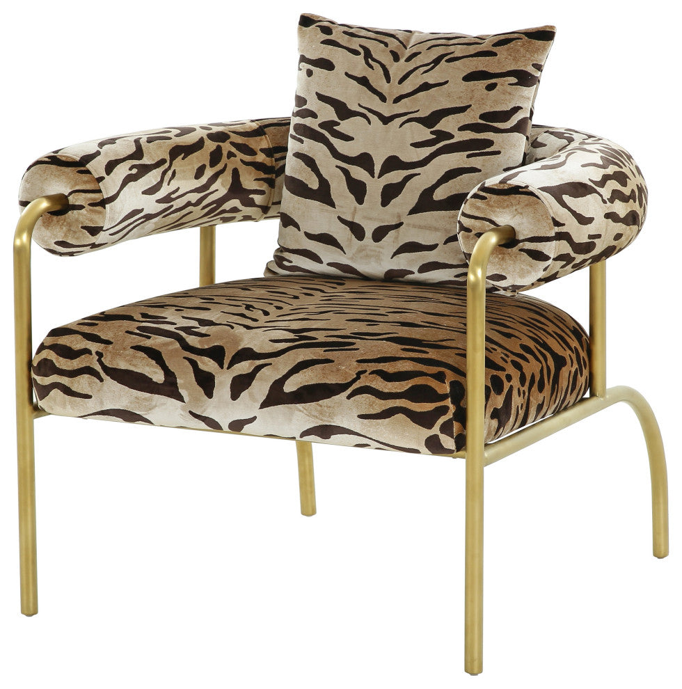 Modrest Kola Gold Zebra Print Accent Chair