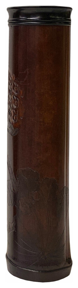 Chinese Bamboo Carved Scenery Column Shape Incense Holder Display Art Hws1743B