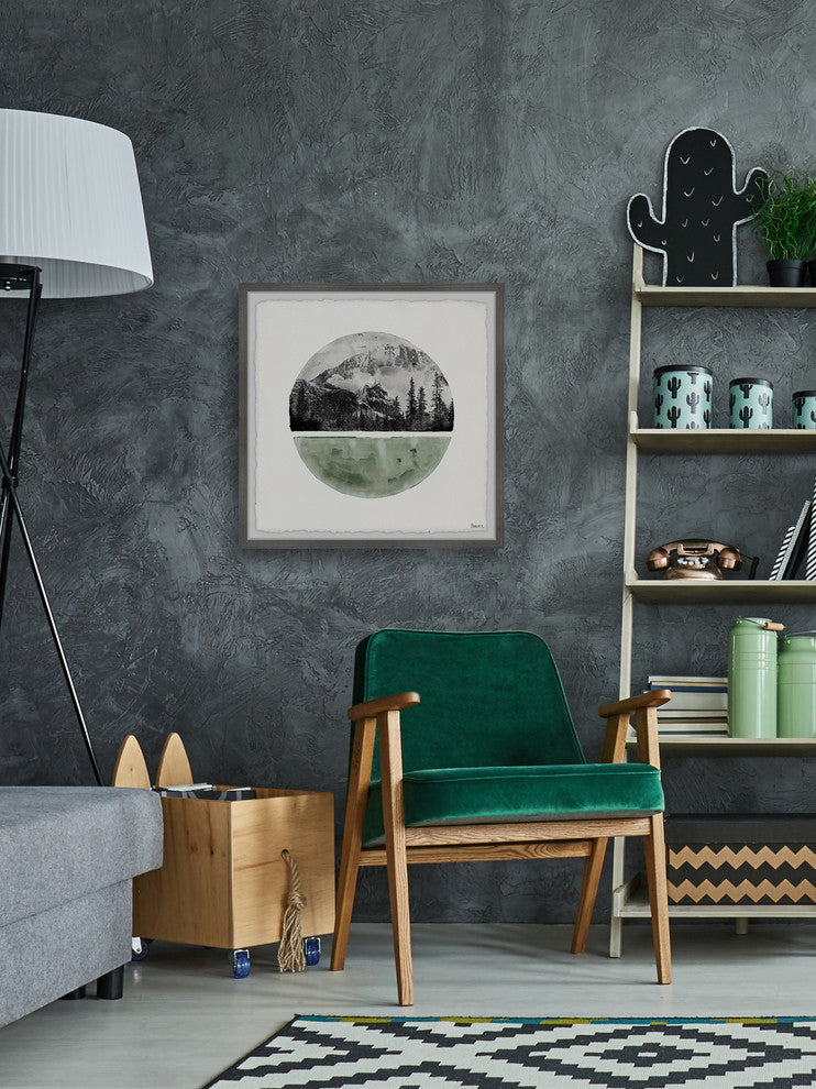 "Green Cold Mountain" Framed Painting Print, 12"x12"