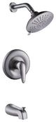 Tub and Shower Faucet Set with Rough-in Valve and Multi-function Showerhead, Bru