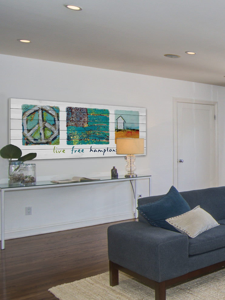 "Live Free Hamptons" Print on White Pine Wood by Tori Campisi