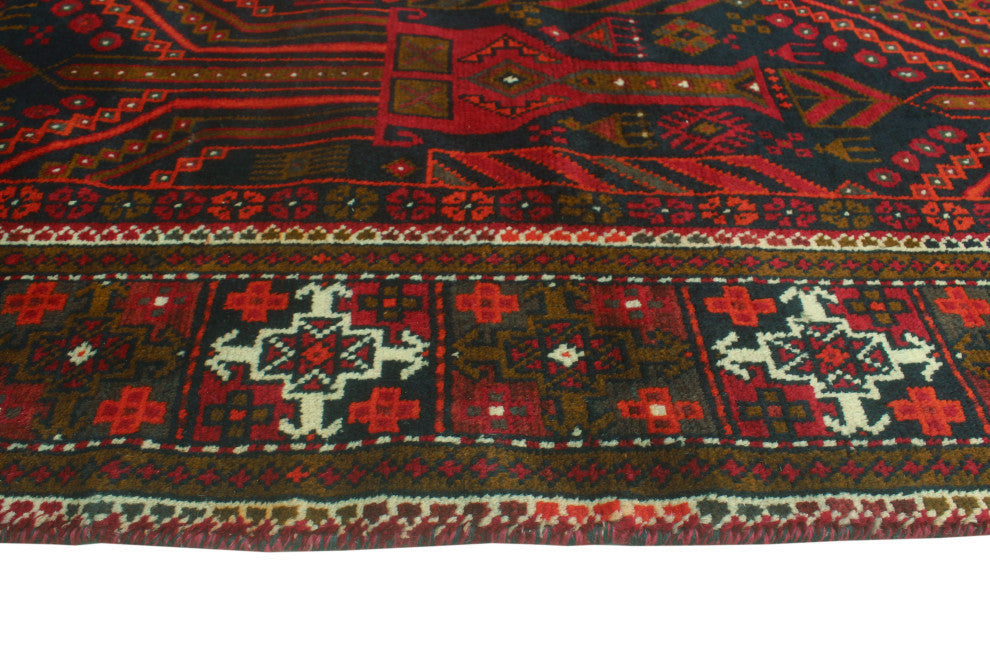 Fine Vintage Distressed Ronda Charcoal/Red Runner, 3'4x6'6