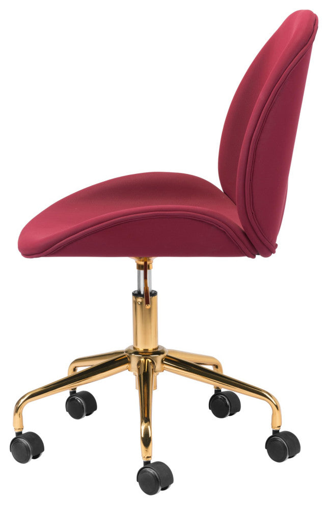 Computer Work Desk Chair, Steel Metal, Fabric, Red, Gold, Home Business Office