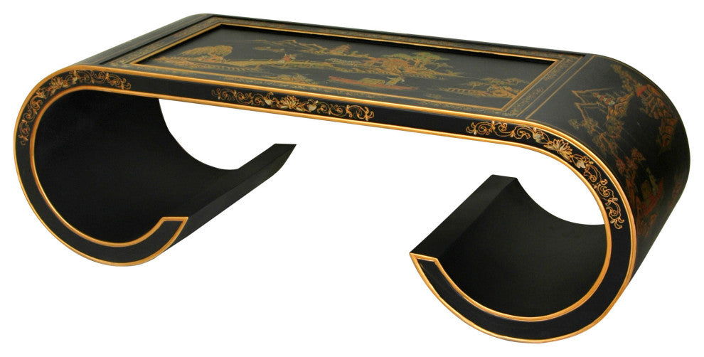 Black Lacquer Scroll Table