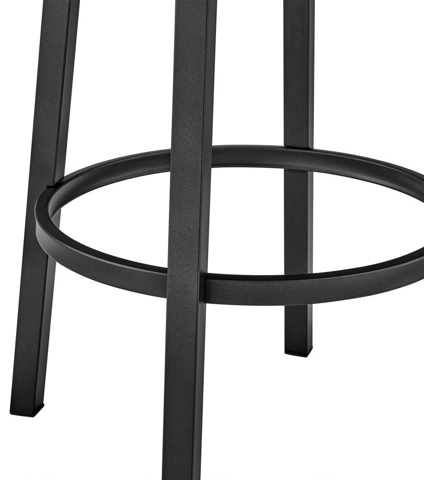 Lorin Counter Height Swivel Bar Stool, Black Finish and Black Faux Leather, Black/Black, Counter Height