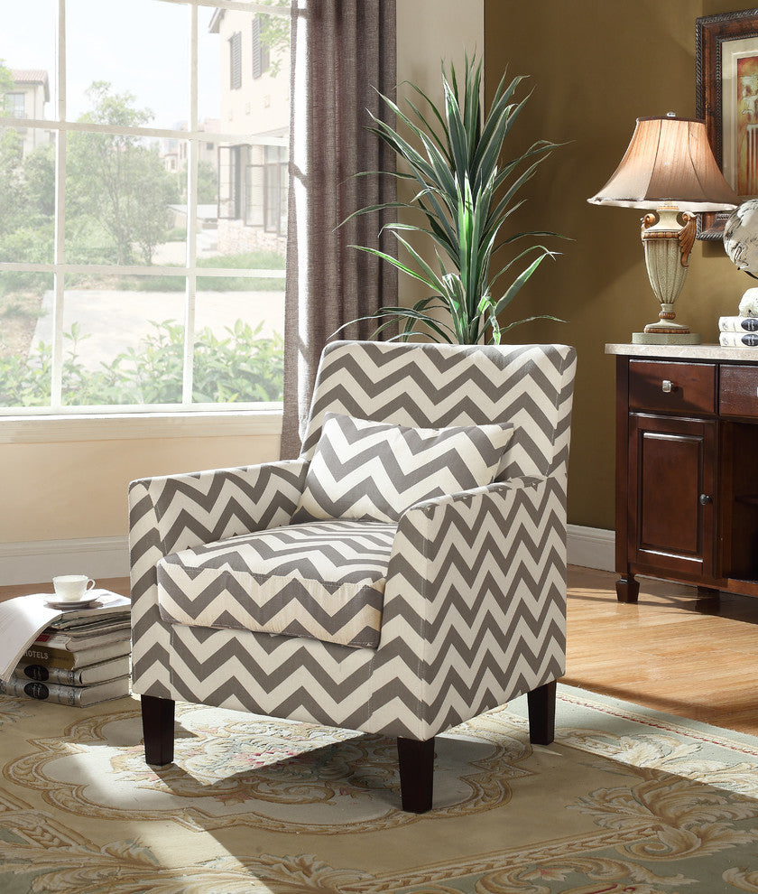 Cassidy Upholstered Living Room Gray and White Fabric Accent Arm Chair