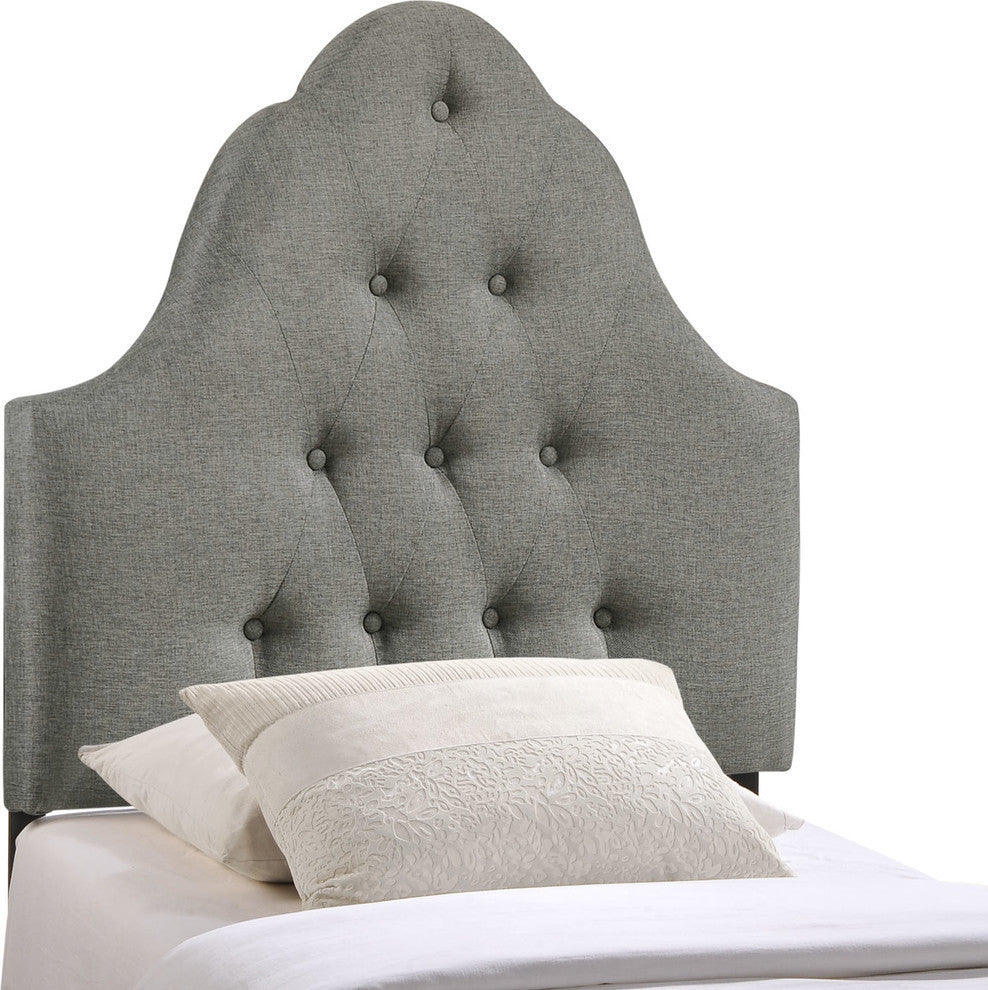 Modern Contemporary Twin Size Fabric Headboard, Gray Fabric