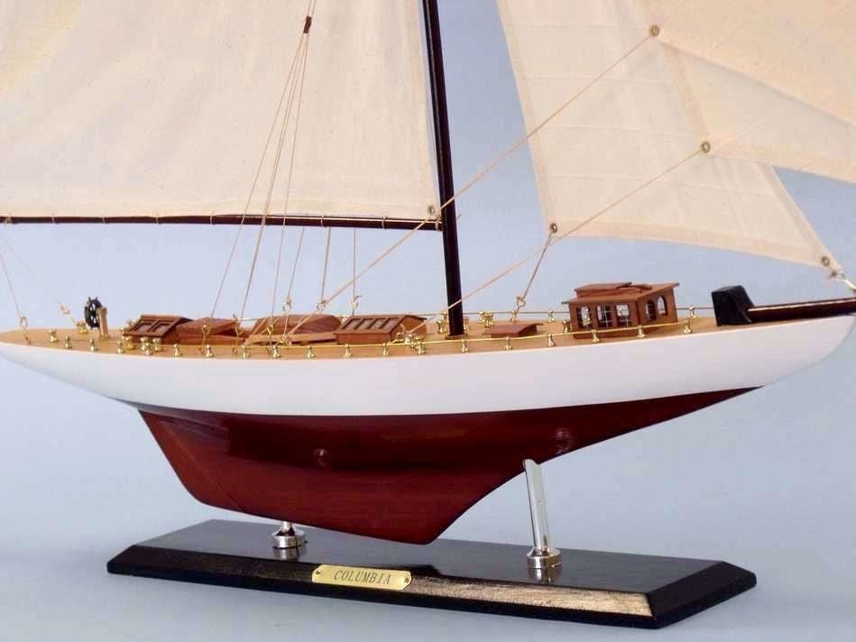 Wooden Columbia Limited Model Sailboat Decoration, 35"
