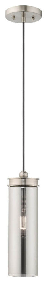 Livex Art Glass 1 Light 5" Pendant Brushed Nickel