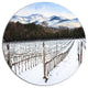 Snow Covered Vineyard Rows Italy, Landscape Round Wall Art, 11"