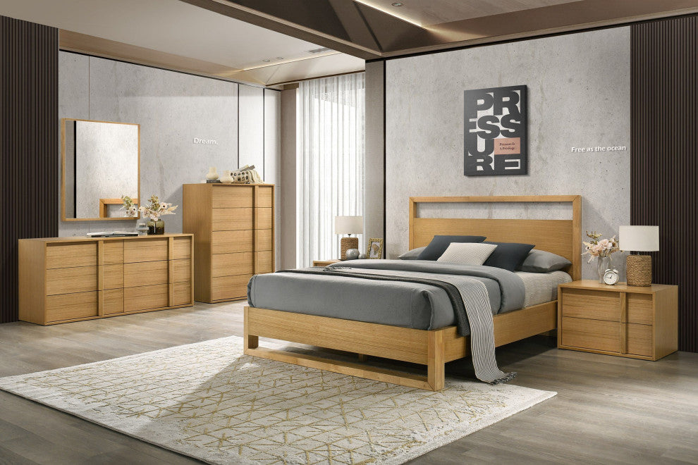 Nova Domus Berlin Modern Natural Oak Bedroom Set, Eastern King