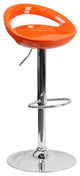Plastic Adjustable Height Barstool With Chrome Base, Orange