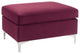 Benzara BM250602 Ottoman With Velvet Upholstery and Metal Legs, Red