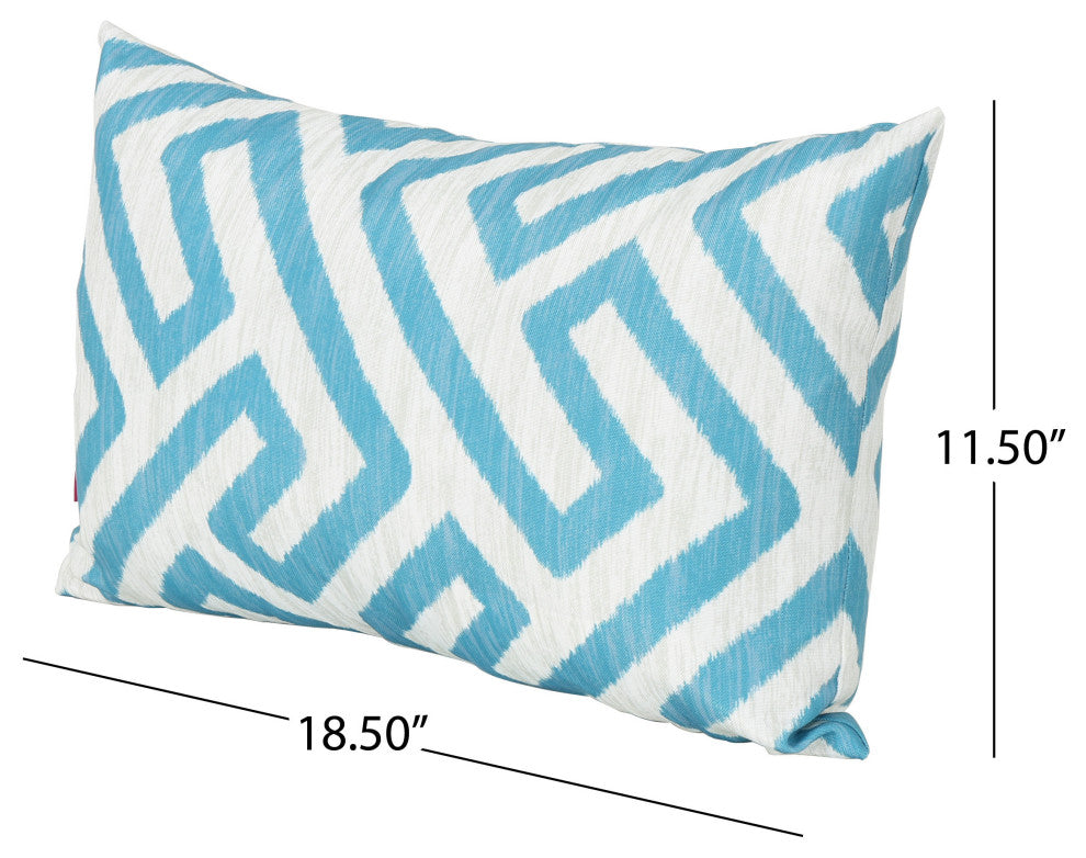 GDF Studio Manduka Outdoor Rectangular Pillow, Dark Teal/White Greek Key, Single