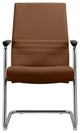 LeisureMod Aleen Office Chair With Upholstered Seat and Metal Armrest, Dark Brown