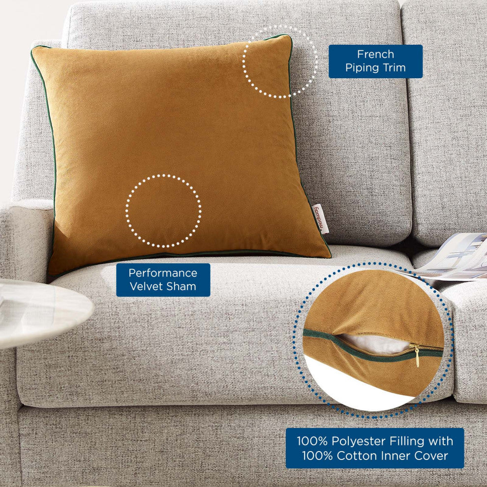 Accent Throw Pillow, Velvet, Brown Green, Modern, Living Lounge Hospitality
