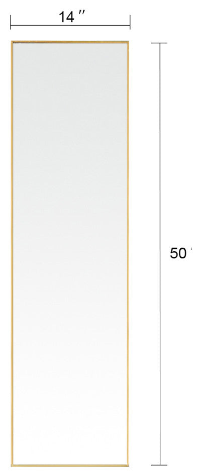 14x50" Rectangular Framed Wall Mounted Full Length Mirror, Gold