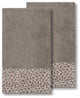 Linum Home Turkish Cotton Spots 2-Piece Embellished Bath Towel Set, Dark Gray