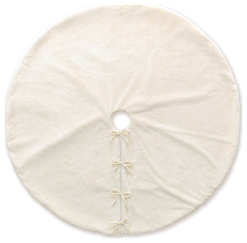 60"D Faux Rabbit Fur Christmas Tree Skirt